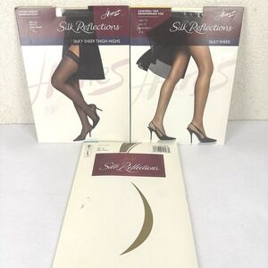 Lot of 3 Hanes Silk Reflections Silky Sheer Pantyhose Size CD